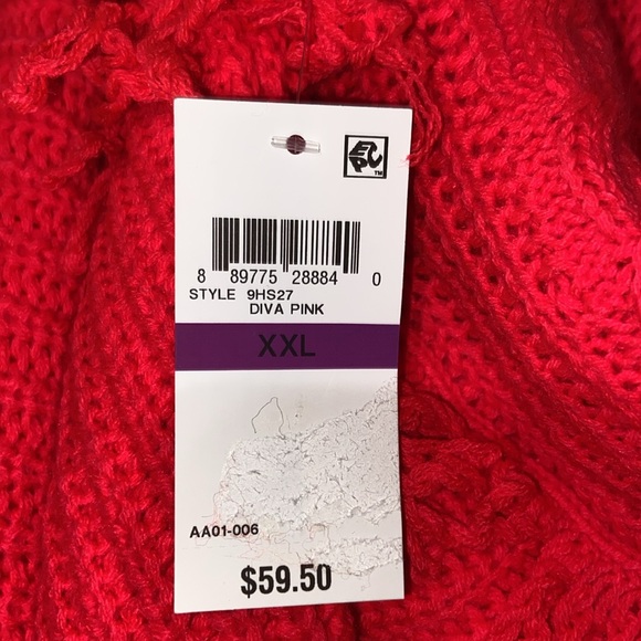 American Rag Juniors Tunic Cable Knit Sweater Diva Pink M L XL XXL 9HS27 - Picture 12 of 12